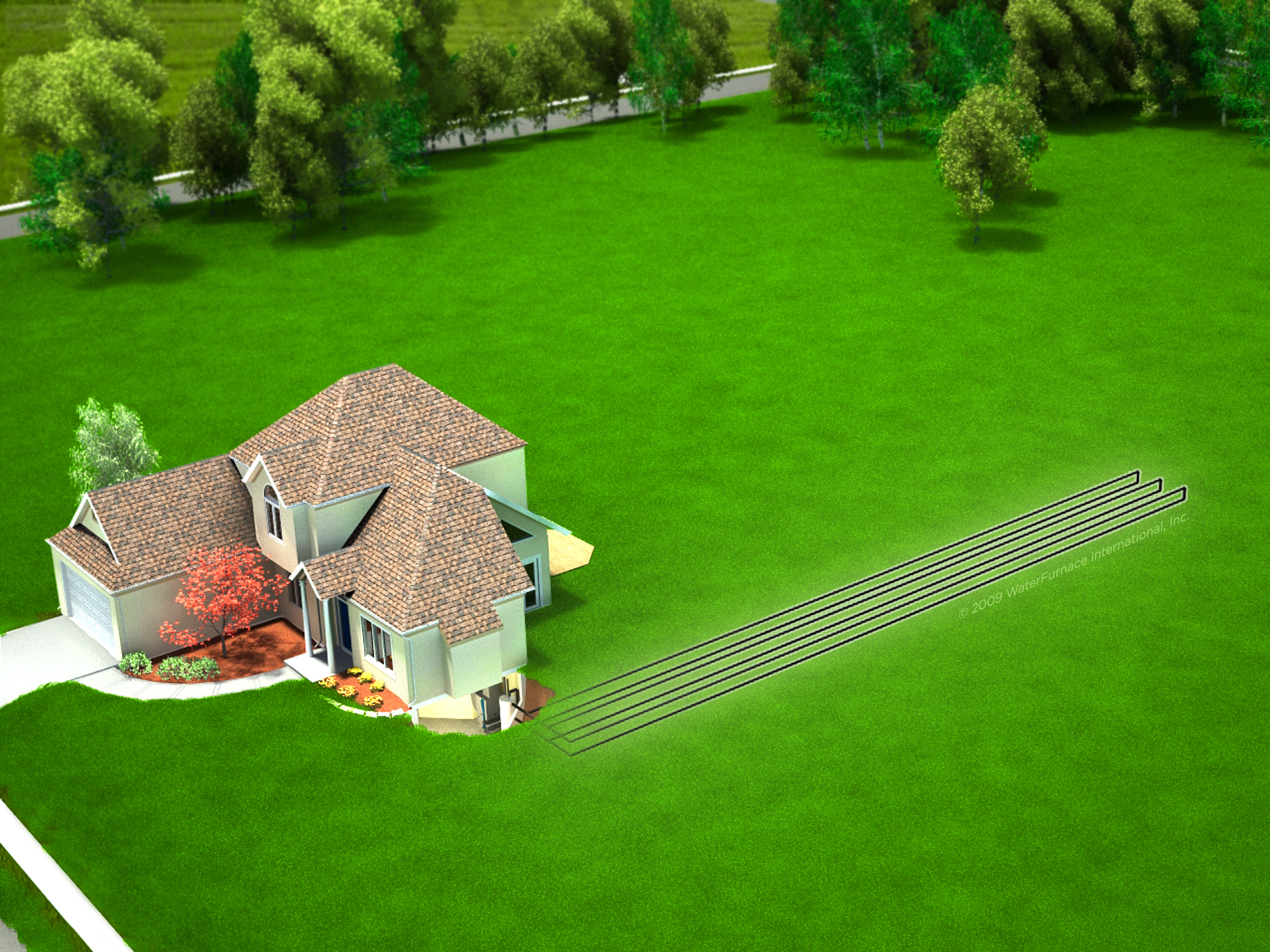 Residential geothermal horizontal loop system diagram