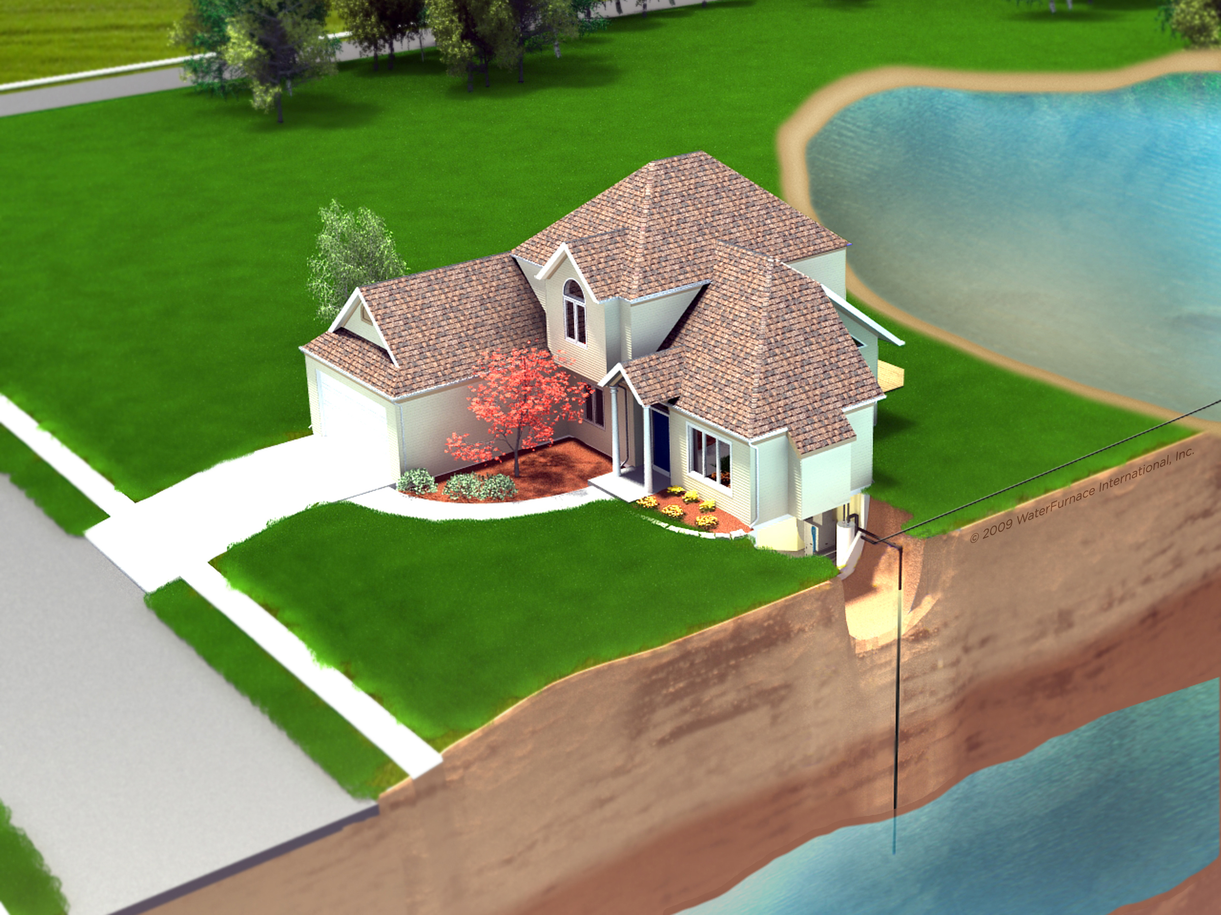 Residential geothermal open loop well system diagram